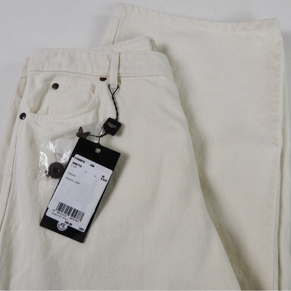 Max Mara Weekend Ginetta Wide Leg Cropped Cotton Denim Pants Jeans NWT Ivory - Picture 7 of 8